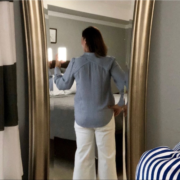 NWT Striped Crossover Back Utility Blouse - Picture 3 of 8